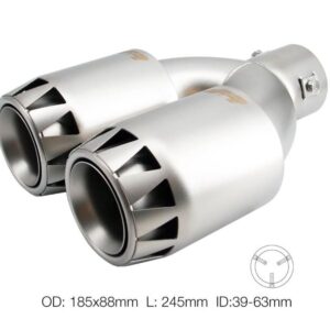 989 TRX/123 Terminale di Scarico Doppio Satinato in Acciaio Inox Ø Entrata da 36 a 63mm S.Racing