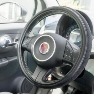 989 CVT/500N Per Fiat 500 2007 Coprivolante Ecopelle/Cotone Nero Volanti Ø37-39 Simoni Racing