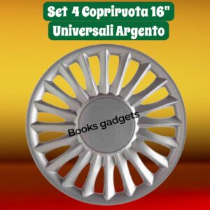 963 259111690 Set 4 Copricerchi Coppe Ruota Borchie Copriruota 16” Argento Universali (SENZA LOGO)