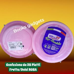 8005090023979 1 Confezione (25 Piattini) DOpla Piatti in Plastica Dolce/Frutta ROSA Ø 170mm