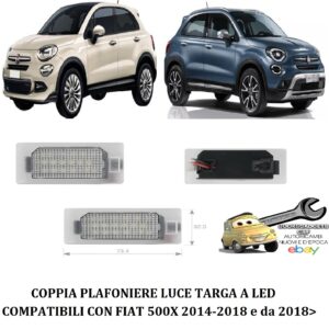 961 PLL-064 Per Fiat 500x 2014-2018 Coppia Plafoniere luce targa a Led oem 51962525 Sirius