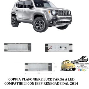961 PLL-073 Per Jeep Renegade dal 2015 Coppia Plafoniere luce targa a Led oem 51953208