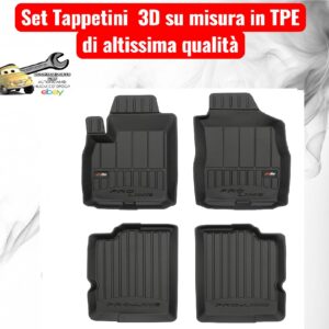 988 3D407190 Per Fiat Panda II 2003-2012 Set Tappetini su Misura in TPE con Bordi Rialzati