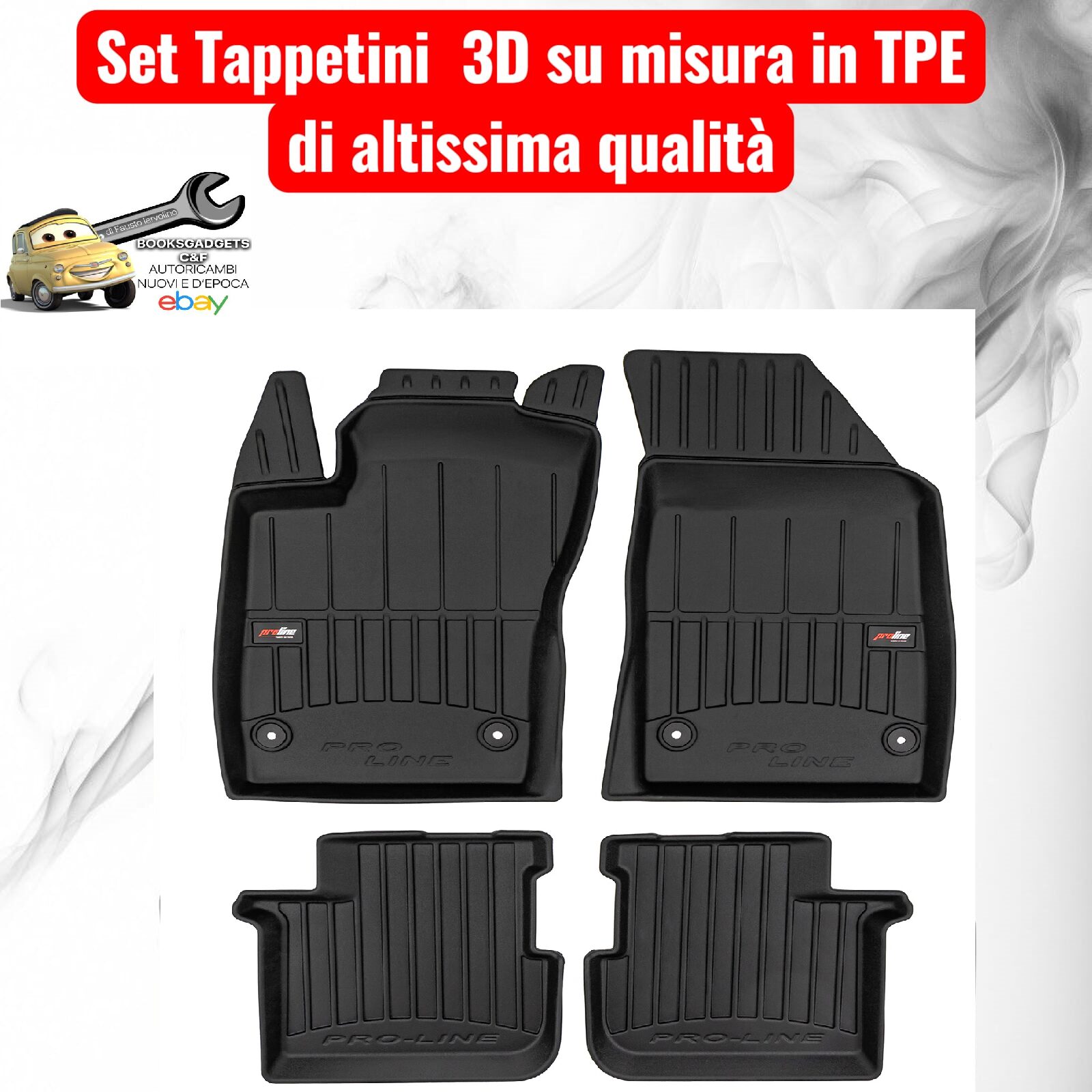 988 3D401679 Per Fiat Tipo 4 porte da 2015 Set Tappetini su Misura in TPE con Bordi Rialzati