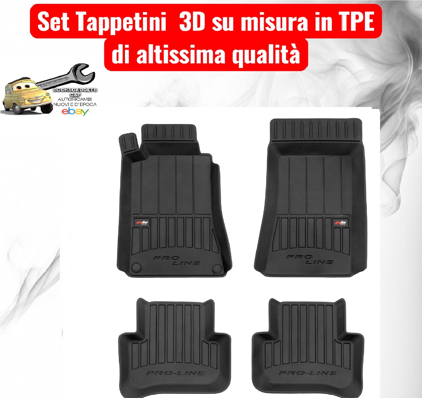 988 3D407206 Per Mercedes C 4p (W203) 2000-2007 Set Tappetini su Misura in TPE con Bordi Rialzati