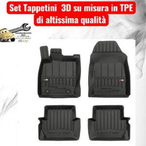 988 3D407237 Per Ford Fiesta VII 2017-2023 Set Tappetini su Misura in TPE con Bordi Rialzati