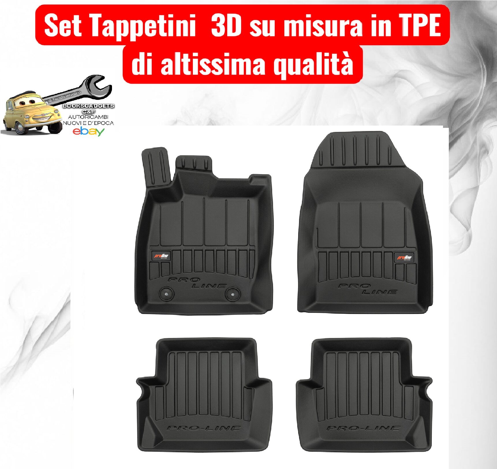 988 3D407237 Per Ford Fiesta VII 2017-2023 Set Tappetini su Misura in TPE con Bordi Rialzati