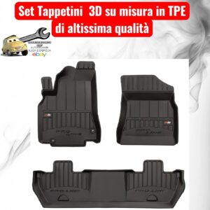 988 3D407251 Per Citroen Berlingo II 5p 2008-2018 Set Tappetini su Misura in TPE con Bordi Rialzati