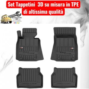 988 3D407367 Per Bmw Serie 5 (E39) 4p 1995-2003 Set Tappetini su Misura in TPE con Bordi Rialzati