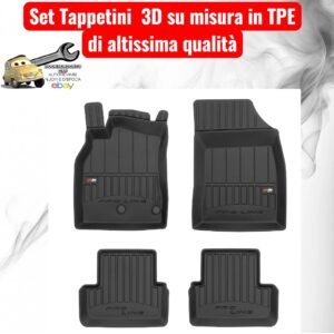 3D407381 Per Renault Megane III 2008-2013 (No Coupè) Set Tappetini su Misura in TPE con Bordi Rialzati