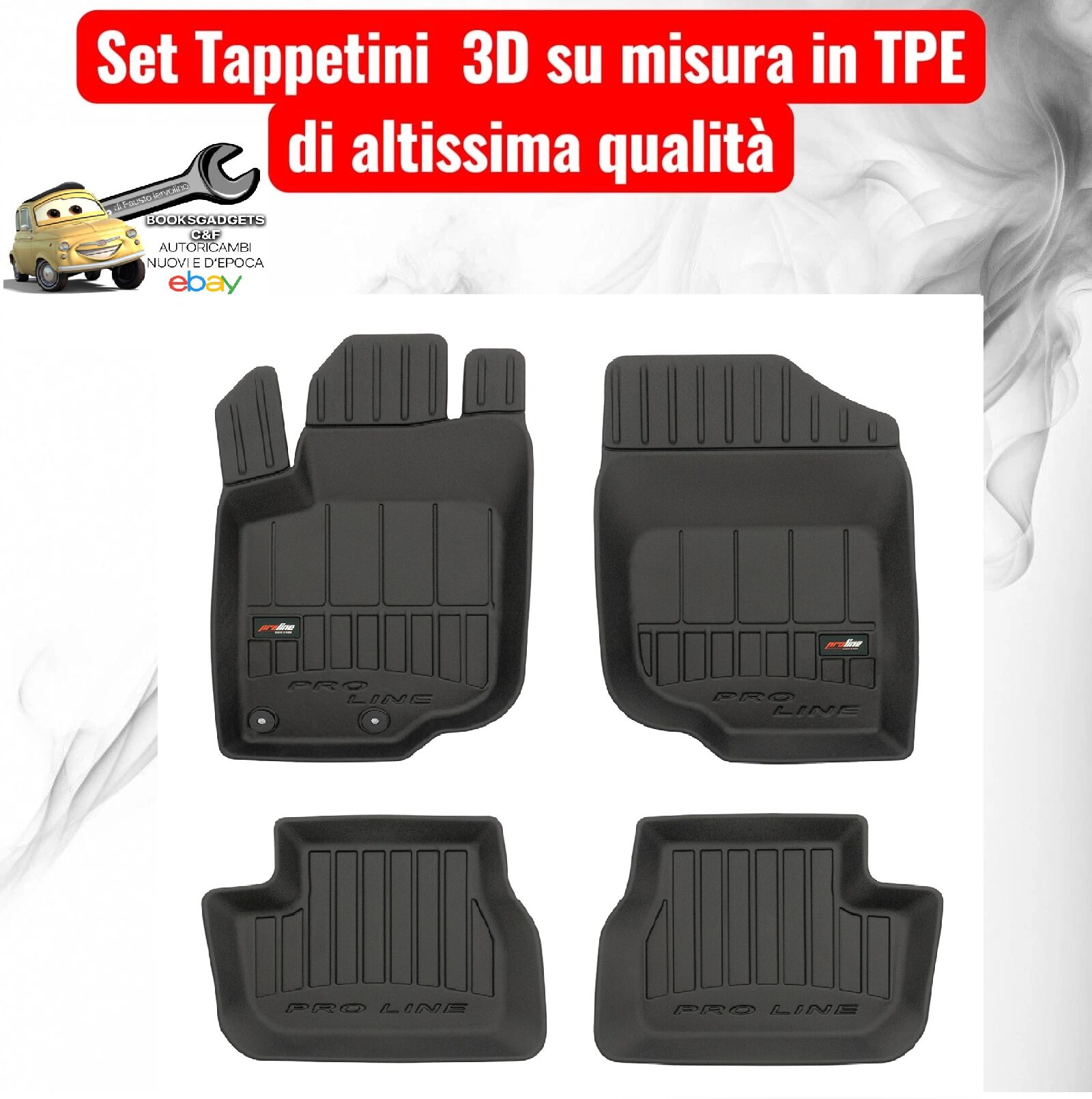 988 3D407435 Per Peugeot 207 2006-2012 Set Tappetini su Misura in TPE con Bordi Rialzati
