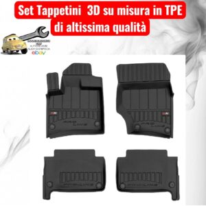 988 3D407442 Per Audi Q7 I 2005-2015 (I/II Fila) Set Tappetini su Misura in TPE con Bordi Rialzati
