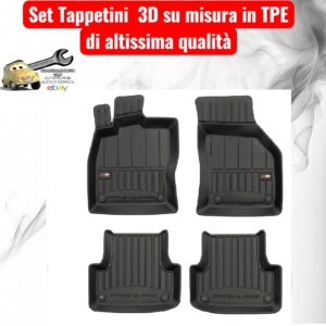988 3D407039 Per Audi A3 (8V) 4p 2013-2020 Set Tappetini su Misura in TPE con Bordi Rialzati