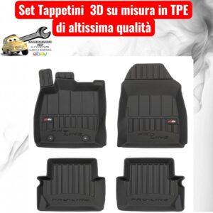 988 3D407565 Per Ford Fiesta VI da 2008-2017 Set Tappetini su Misura in TPE con Bordi Rialzati