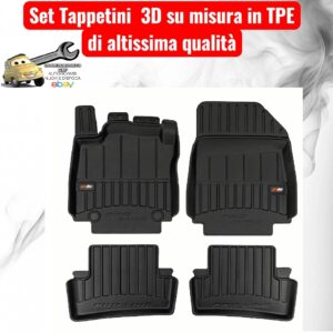988 3D802019 Per Renault Clio IV 2012-2020 Set Tappetini su Misura in TPE con Bordi Rialzati