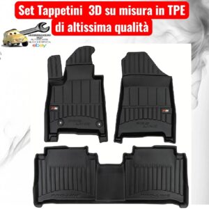988 3D434974 Per Hyundai Santa Fe V da 2023 (Ibrida Ricaricabile) Set Tappetini su Misura in TPE con Bordi Rialzati