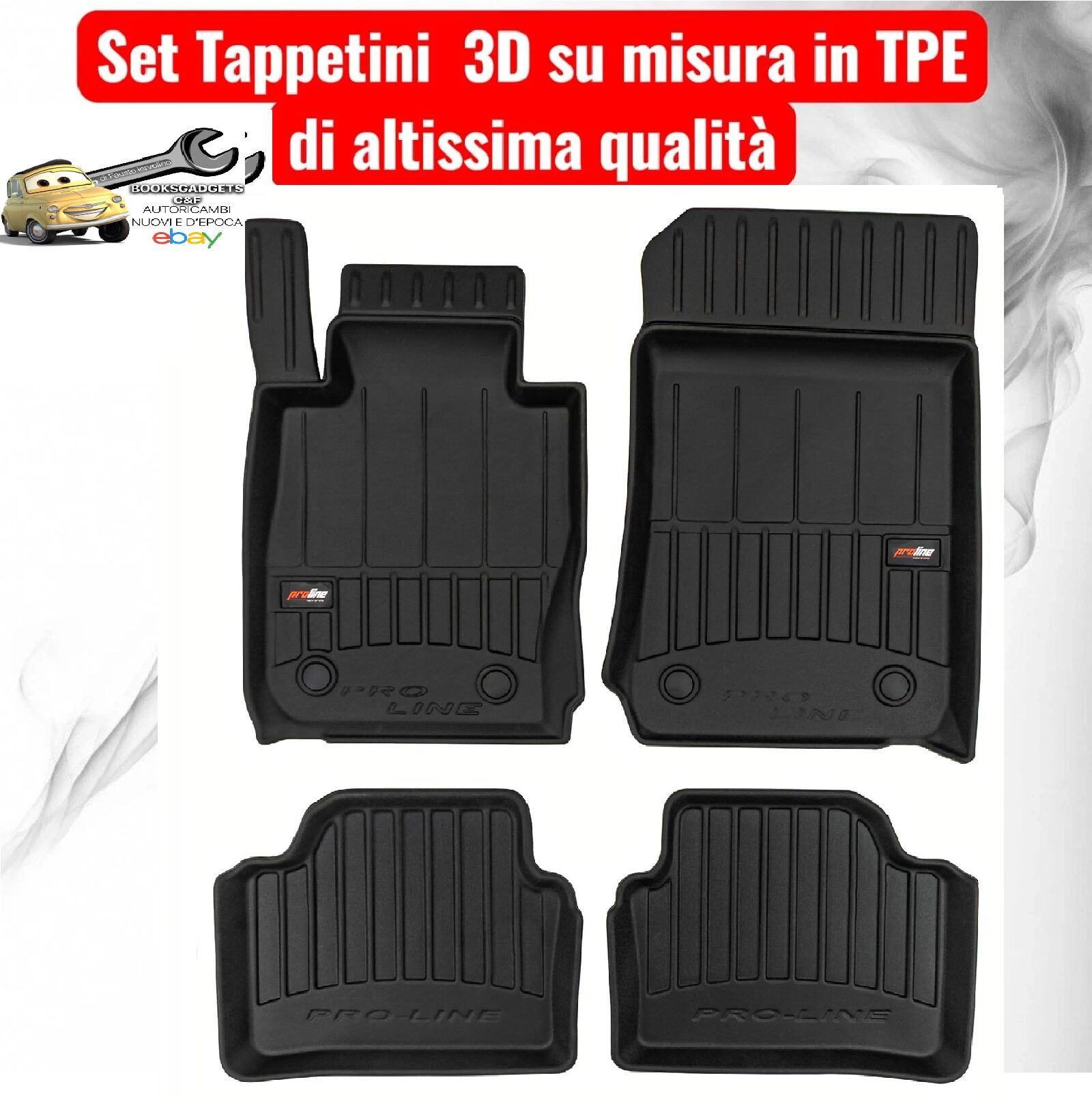 988 3D433670 Per Bmw Serie 3 4p 2004-2012 (E90-E91) (Versione XDrive) Set Tappetini su Misura in TPE con Bordi Rialzati