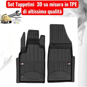 988 3D431386 Per Renault Kangoo III 5p dal 2021 (prima Fila) Set Tappetini su Misura in TPE con Bordi Rialzati