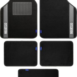 980 13089 Sparco Origin Set Tappeti Tappetini in Moquette Nero/Grigio con Battitacco
