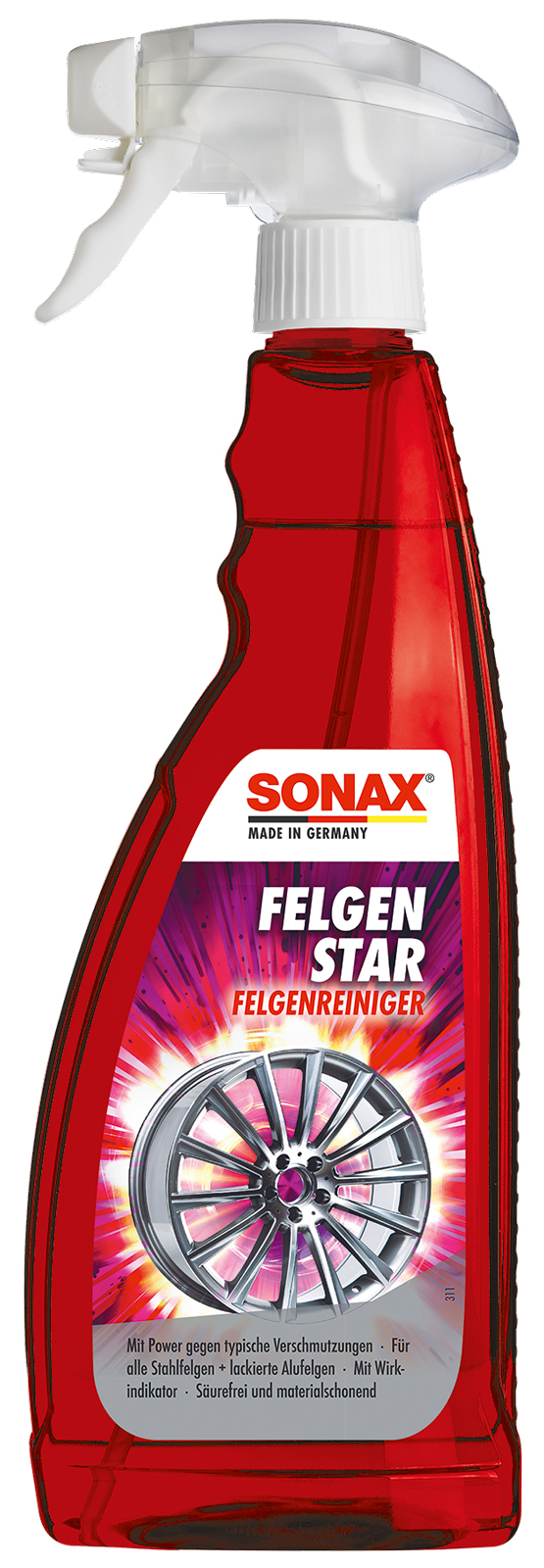 988 700227400 SONAX Potente Detergente per tutti i Cerchi in Acciaio e Lega e Coprimozzi 750ml