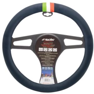 989 CVT/81 Coprivolante Flag in Pelle PU Nera inserto tricolore per volanti diametro 37-39cm