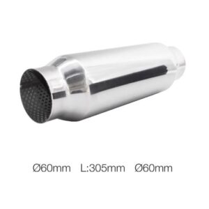 989 ESR8 Silenziatore Universale Non lucidato Uscita rotonda. L:550mm Compatibile con terminali SR