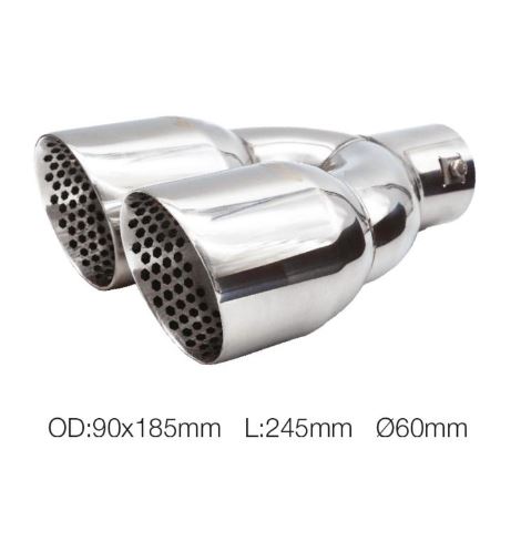 Terminale di scarico doppio Rotondo inclinato in acciaio inox Ø60mm Simoni Racing