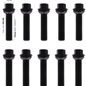 989 BR/32N-10 Kit 10 bulloni Neri Esagono 17 M15X1.25 L.57mm Sferici Rondella Mobile Simoni Racing