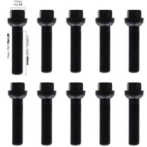 989 BR/33N-10 Kit 10 bulloni Neri Esagono 17 M15X1.25 L.60mm Sferici Rondella Mobile Simoni Racing