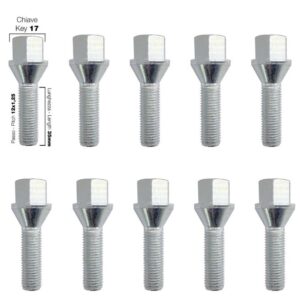 989 BR/618-10 Kit 10 Bulloni Ruota Esagono 17 M12X1.25 L.35mm Simoni Racing