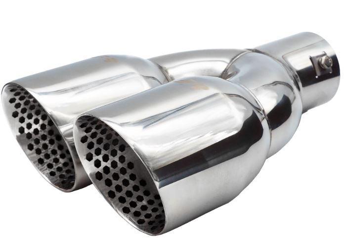 Terminale di scarico doppio Rotondo inclinato in acciaio inox Ø60mm Simoni Racing