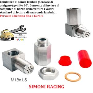 989 EMU2 Emulatore di Sonda Lambda Gomito 90° Auto a benzina fino a Euro 4 Ingr. Ø : M18x1,5