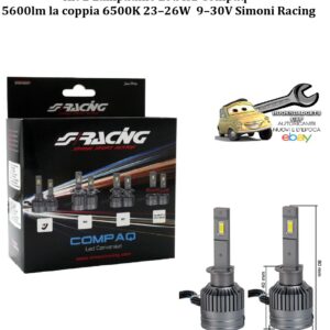 989 C1 Kit 2 Lampadine Led H1 Compaq 5600lm la coppia 6500K 23–26W 9–30V Simoni Racing