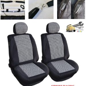 989 CSRP Coppia Coprisedili Anteriori in Pied De Poule Bianco/Nero in Tessuto Imbottito Simoni Racing