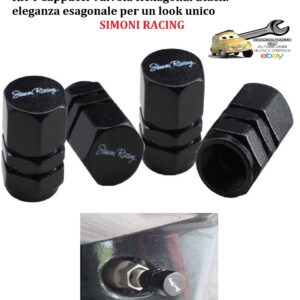 989 CAPS/9N Kit 4 Coprivalvole Cappucci Valvola Hexagonal Alluminio Nero Simoni Racing