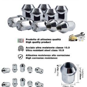 989 DR/15-10 Kit 10 Dadi chiusi Esagono19 M14X1.5 Lunghezza 33mm Simoni Racing