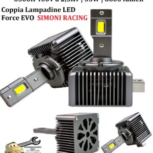 989 D1S Coppia Lampadine LED Force EVO 400V a 2,5Kv 35W 8600 lumen 6500k Simoni Racing