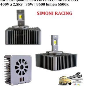 989 D5S Coppia Lampadine LED Force EVO D5S 400V a 2,5Kv 35W 8600 lumen 6500k Simoni Racing