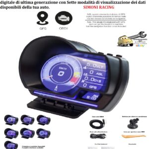 989 HUD6 Head Up Display Six Strumento digitale ultima generazione 7 Modalità dati Auto Simoni Racing