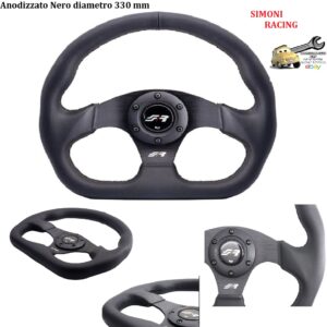 989 NFS Volante Sportivo Need for Speed Pelle Nera Razze Alluminio Anodizzato Nero Ø330mm Simoni Racing
