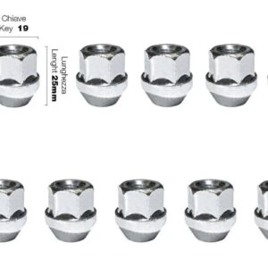 989 DR/17-10 Kit 10 Dadi Ruota Esagono 19 14x1.5 L.25mm Simoni Racing