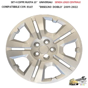 Per Fiat Disegno Doblò 2009-2022 "Set 4 Copricerchi 15" Borchie Univ. SENZA LOGO