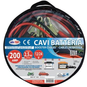 0003648OT010 Cavi Batteria 200 AMP Lunghezza 2,5mt 12V per motori fino a 1800 CC Ø esterno 7mm