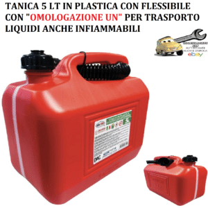 0001506OT010 Tanica 5 Lt in Plastica con Flessibile e Indicatore Livello "Omologazione UN"