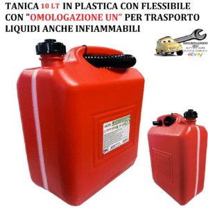 0001507OT010 Tanica 10 Lt in Plastica con Flessibile e Indicatore Livello "Omologazione UN"