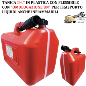 0001509OT010 Tanica 20 Lt in Plastica con Flessibile e Indicatore Livello "Omologazione UN"
